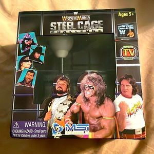 WWE Wrestle Mania steel cage challenge game vintage plug into TV game